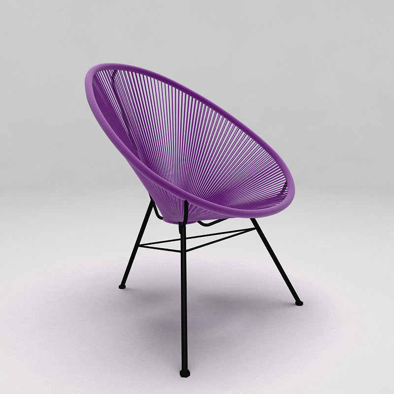 Modern Minimalist Curved Aluminum Alloy PE Rattan Lounge Chair Backrest Armrest For Garden