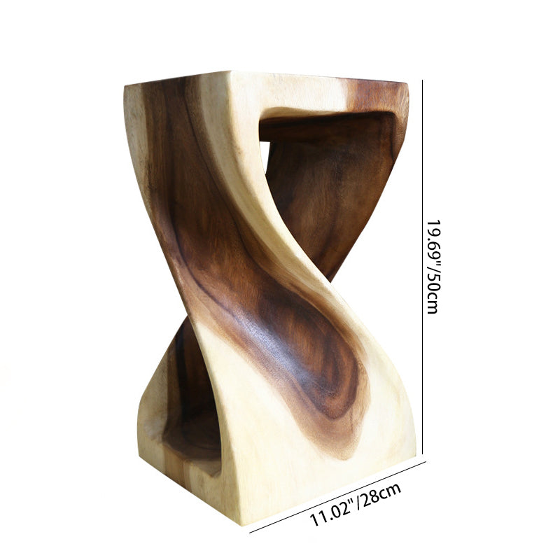 Modern Art Deco Spiral Solid Wood Footstool Openwork Design For Living Room