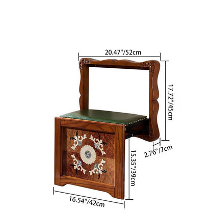 Traditional Vintage Rectangular Solid Wood Sponge Synthetic Leather Footstool Foldable For Hallways
