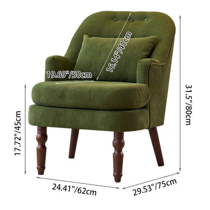 Traditional Vintage Curved Solid Wood Sponge Velvet Lounge Chair Backrest Armrest For Living Room