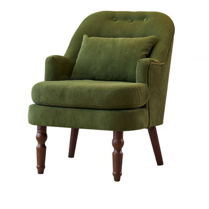 Traditional Vintage Curved Solid Wood Sponge Velvet Lounge Chair Backrest Armrest For Living Room