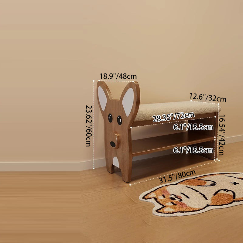 Modern Minimalist Dog-Shaped Solid Wood Teddy Plush Sponge Acrylic Footstool For Hallway