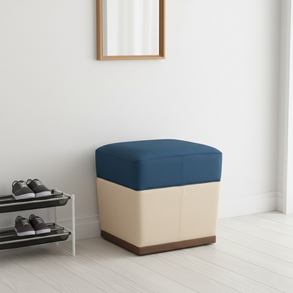 Modern Minimalist Rectangular Solid Wood Multi-Layer Board Microfiber Leather Sponge Footstool For Hallway