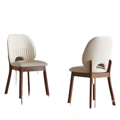Modern Minimalist Curved Cat-Scratch-Resistant Leather Sponge Solid Wood Dining Chair Backrest For Dining Room