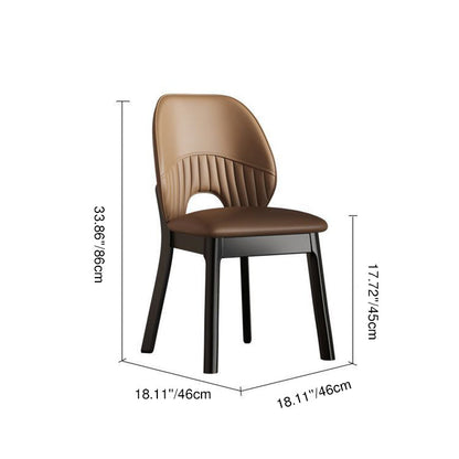 Modern Minimalist Curved Cat-Scratch-Resistant Leather Sponge Solid Wood Dining Chair Backrest For Dining Room