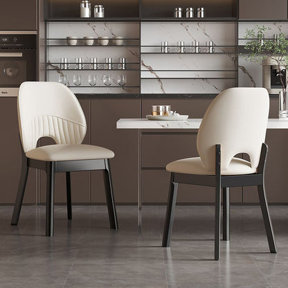 Modern Minimalist Curved Cat-Scratch-Resistant Leather Sponge Solid Wood Dining Chair Backrest For Dining Room
