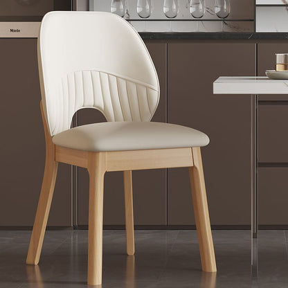 Modern Minimalist Curved Cat-Scratch-Resistant Leather Sponge Solid Wood Dining Chair Backrest For Dining Room