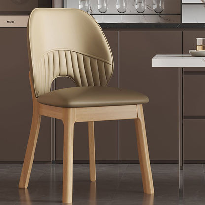 Modern Minimalist Curved Cat-Scratch-Resistant Leather Sponge Solid Wood Dining Chair Backrest For Dining Room