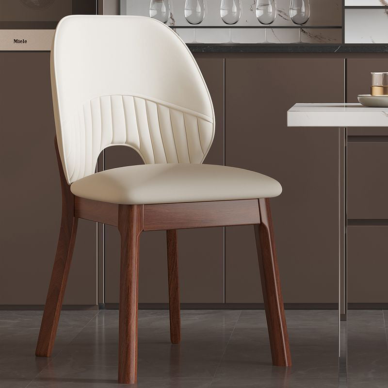 Modern Minimalist Curved Cat-Scratch-Resistant Leather Sponge Solid Wood Dining Chair Backrest For Dining Room