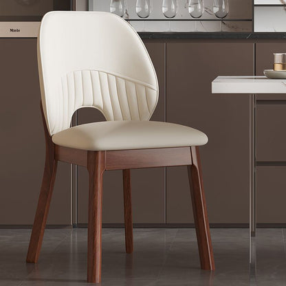 Modern Minimalist Curved Cat-Scratch-Resistant Leather Sponge Solid Wood Dining Chair Backrest For Dining Room