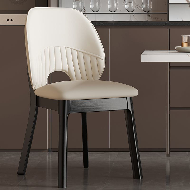 Modern Minimalist Curved Cat-Scratch-Resistant Leather Sponge Solid Wood Dining Chair Backrest For Dining Room