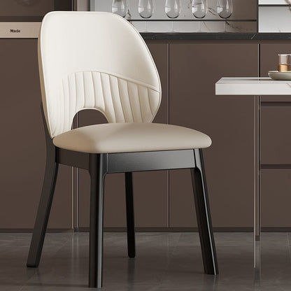 Modern Minimalist Curved Cat-Scratch-Resistant Leather Sponge Solid Wood Dining Chair Backrest For Dining Room