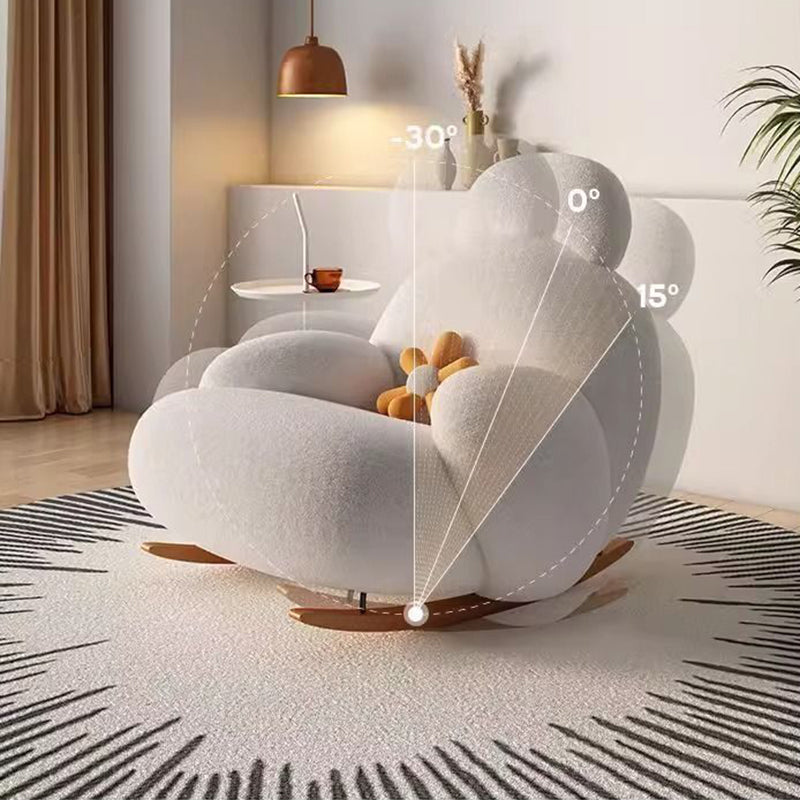Modern Minimalist Curved Sherpa Fabric Solid Wood Rocking Chair Backrest Armrest For Living Room