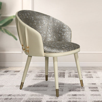 Modern Minimalist Curved Solid Wood Fabric Microfiber Leather Sponge Vanity Stool Backrest Armrest For Bedroom