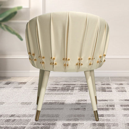 Modern Minimalist Curved Solid Wood Fabric Microfiber Leather Sponge Vanity Stool Backrest Armrest For Bedroom