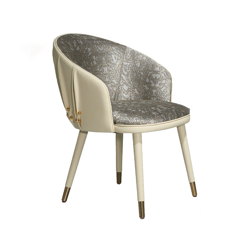 Modern Minimalist Curved Solid Wood Fabric Microfiber Leather Sponge Vanity Stool Backrest Armrest For Bedroom