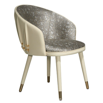Modern Minimalist Curved Solid Wood Fabric Microfiber Leather Sponge Vanity Stool Backrest Armrest For Bedroom