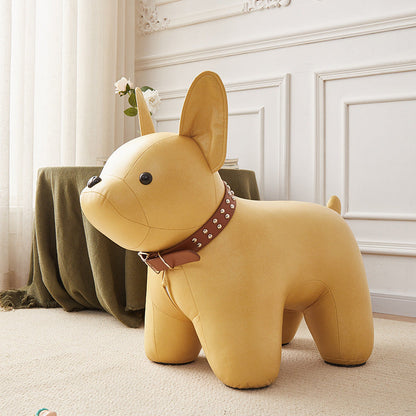 Modern Minimalist Dog-Shaped Synthetic Fabric Cotton Footstool For Living Room