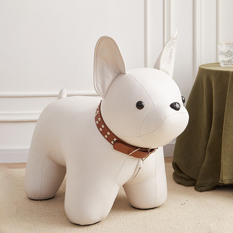 Modern Minimalist Dog-Shaped Synthetic Fabric Cotton Footstool For Living Room