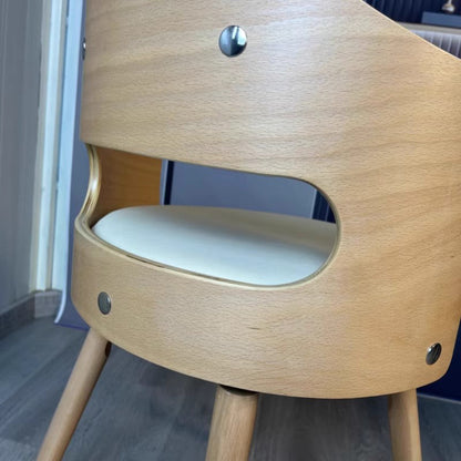 Traditional Vintage Curved Synthetic Leather Sponge Solid Wood Multi-layer Board Solid Wood Dining Chair Backrest For Dining Room