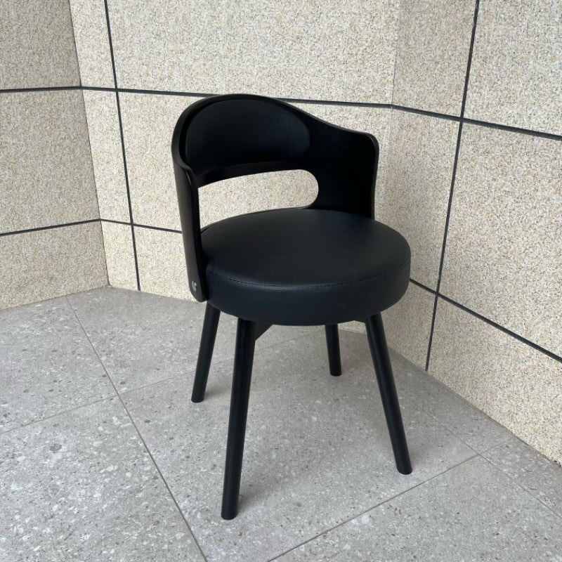 Traditional Vintage Curved Synthetic Leather Sponge Solid Wood Multi-layer Board Solid Wood Dining Chair Backrest For Dining Room