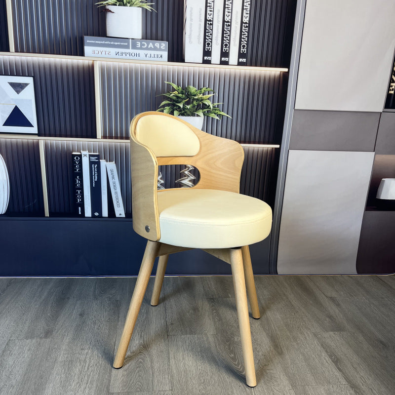 Traditional Vintage Curved Synthetic Leather Sponge Solid Wood Multi-layer Board Solid Wood Dining Chair Backrest For Dining Room