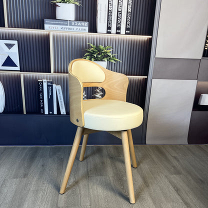 Traditional Vintage Curved Synthetic Leather Sponge Solid Wood Multi-layer Board Solid Wood Dining Chair Backrest For Dining Room
