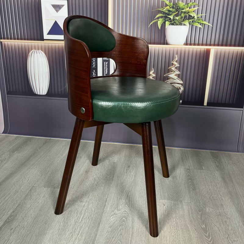 Traditional Vintage Curved Synthetic Leather Sponge Solid Wood Multi-layer Board Solid Wood Dining Chair Backrest For Dining Room