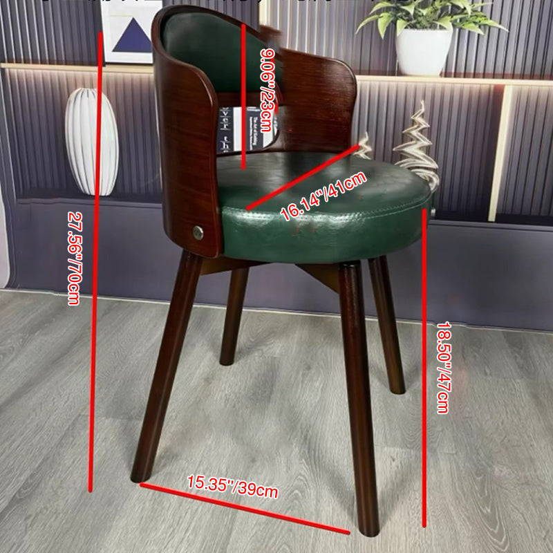 Traditional Vintage Curved Synthetic Leather Sponge Solid Wood Multi-layer Board Solid Wood Dining Chair Backrest For Dining Room