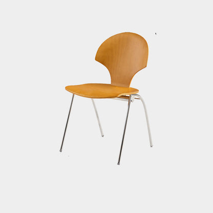 Modern Minimalist Curved Solid Wood Multi-layer Panel Stainless Steel Lounge Chair Backrest For Living Room