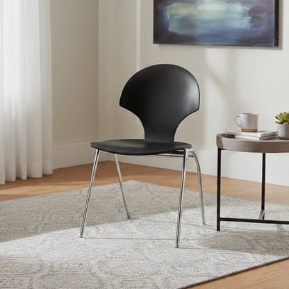 Modern Minimalist Curved Solid Wood Multi-layer Panel Stainless Steel Lounge Chair Backrest For Living Room