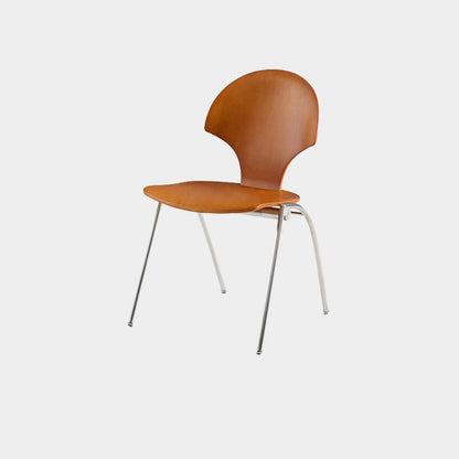Modern Minimalist Curved Solid Wood Multi-layer Panel Stainless Steel Lounge Chair Backrest For Living Room