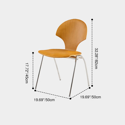 Modern Minimalist Curved Solid Wood Multi-layer Panel Stainless Steel Lounge Chair Backrest For Living Room