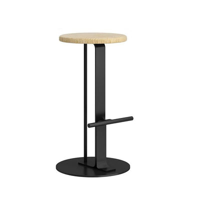 Modern Minimalist Round Solid Wood Iron Bar Stool For Dining Room