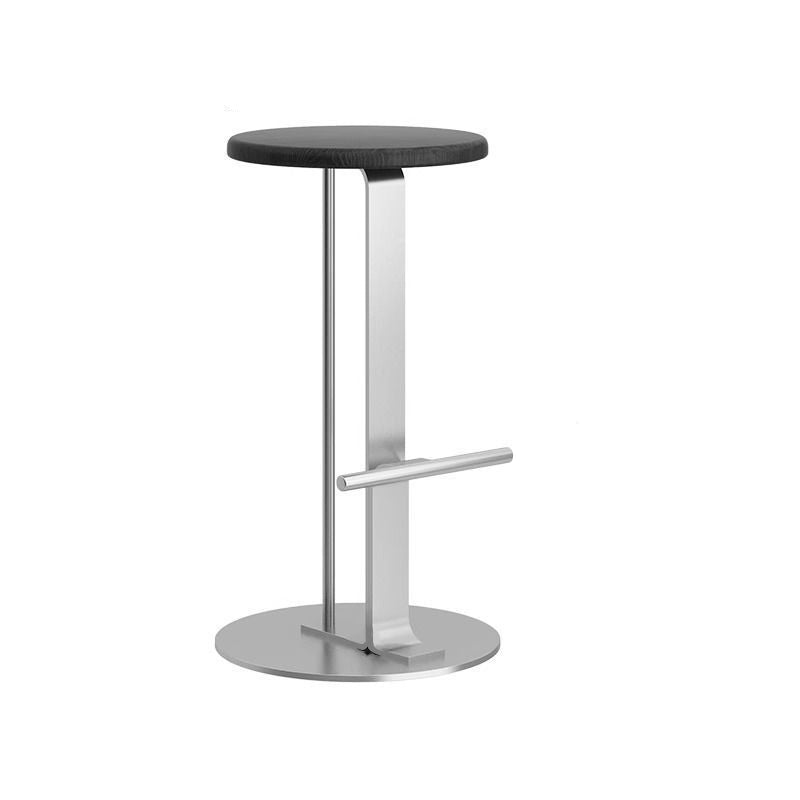 Modern Minimalist Round Solid Wood Iron Bar Stool For Dining Room