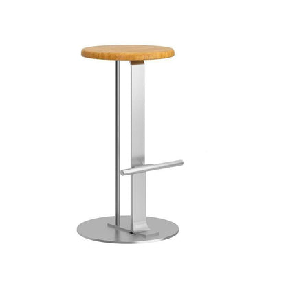 Modern Minimalist Round Solid Wood Iron Bar Stool For Dining Room