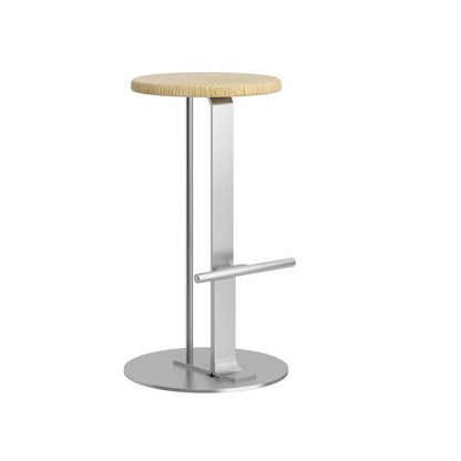 Modern Minimalist Round Solid Wood Iron Bar Stool For Dining Room