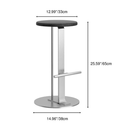 Modern Minimalist Round Solid Wood Iron Bar Stool For Dining Room