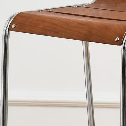 Modern Minimalist Rectangular Bar Stool - Solid Wood Multi-layer Board, Sleek Metal Frame: Durable Finish & Stable Support For Kitchen And Dining Room
