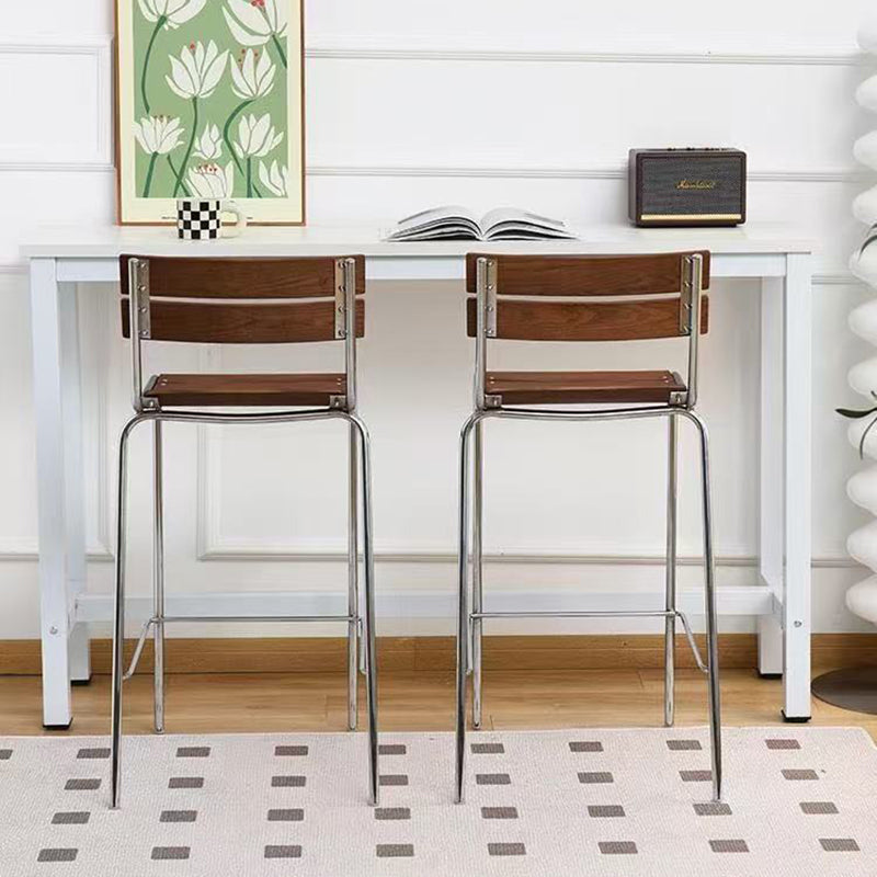 Modern Minimalist Rectangular Bar Stool - Solid Wood Multi-layer Board, Sleek Metal Frame: Durable Finish & Stable Support For Kitchen And Dining Room