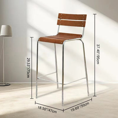 Modern Minimalist Rectangular Bar Stool - Solid Wood Multi-layer Board, Sleek Metal Frame: Durable Finish & Stable Support For Kitchen And Dining Room