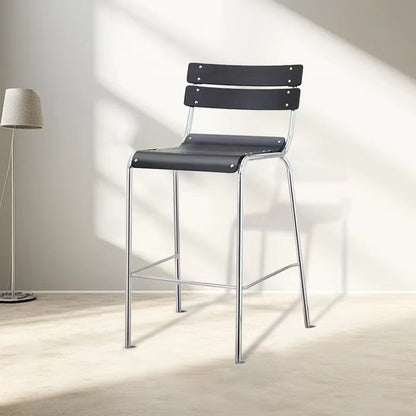 Modern Minimalist Rectangular Bar Stool - Solid Wood Multi-layer Board, Sleek Metal Frame: Durable Finish & Stable Support For Kitchen And Dining Room