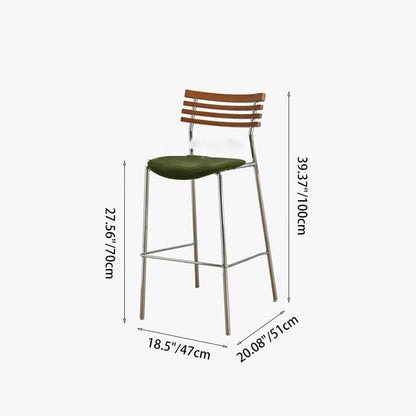Modern Minimalist Rectangular Bar Stool – Solid Wood Multi-layer Board Seat with Natural Grain, Eco-Friendly Materials, Sturdy Iron Frame, High Load Capacity & Wobble-Free Support For Kitchen & Dining Room