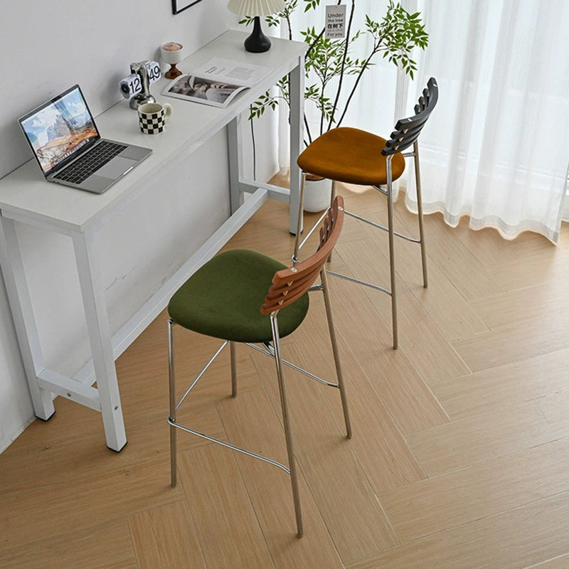 Modern Minimalist Rectangular Bar Stool – Solid Wood Multi-layer Board Seat with Natural Grain, Eco-Friendly Materials, Sturdy Iron Frame, High Load Capacity & Wobble-Free Support For Kitchen & Dining Room