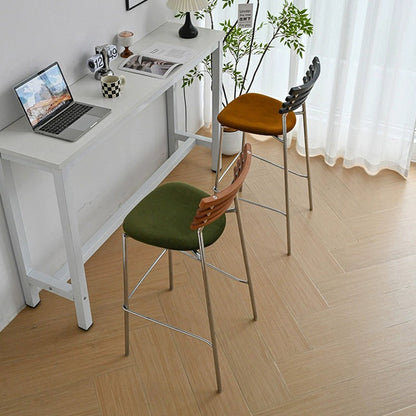 Modern Minimalist Rectangular Bar Stool – Solid Wood Multi-layer Board Seat with Natural Grain, Eco-Friendly Materials, Sturdy Iron Frame, High Load Capacity & Wobble-Free Support For Kitchen & Dining Room