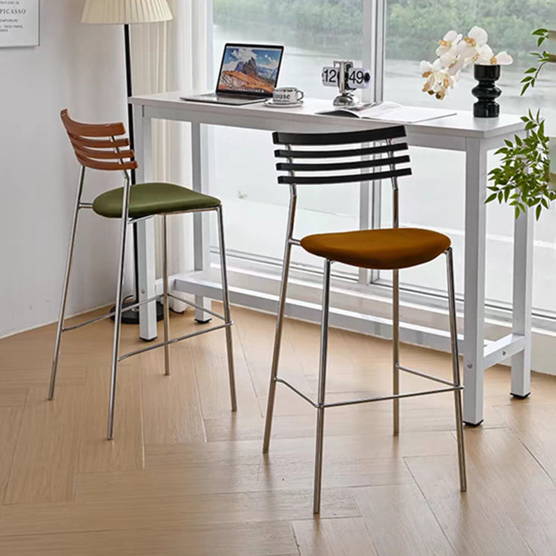 Modern Minimalist Rectangular Bar Stool – Solid Wood Multi-layer Board Seat with Natural Grain, Eco-Friendly Materials, Sturdy Iron Frame, High Load Capacity & Wobble-Free Support For Kitchen & Dining Room