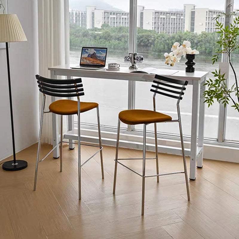 Modern Minimalist Rectangular Bar Stool – Solid Wood Multi-layer Board Seat with Natural Grain, Eco-Friendly Materials, Sturdy Iron Frame, High Load Capacity & Wobble-Free Support For Kitchen & Dining Room