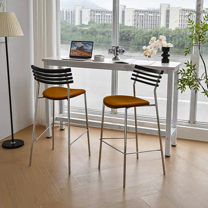 Modern Minimalist Rectangular Bar Stool – Solid Wood Multi-layer Board Seat with Natural Grain, Eco-Friendly Materials, Sturdy Iron Frame, High Load Capacity & Wobble-Free Support For Kitchen & Dining Room