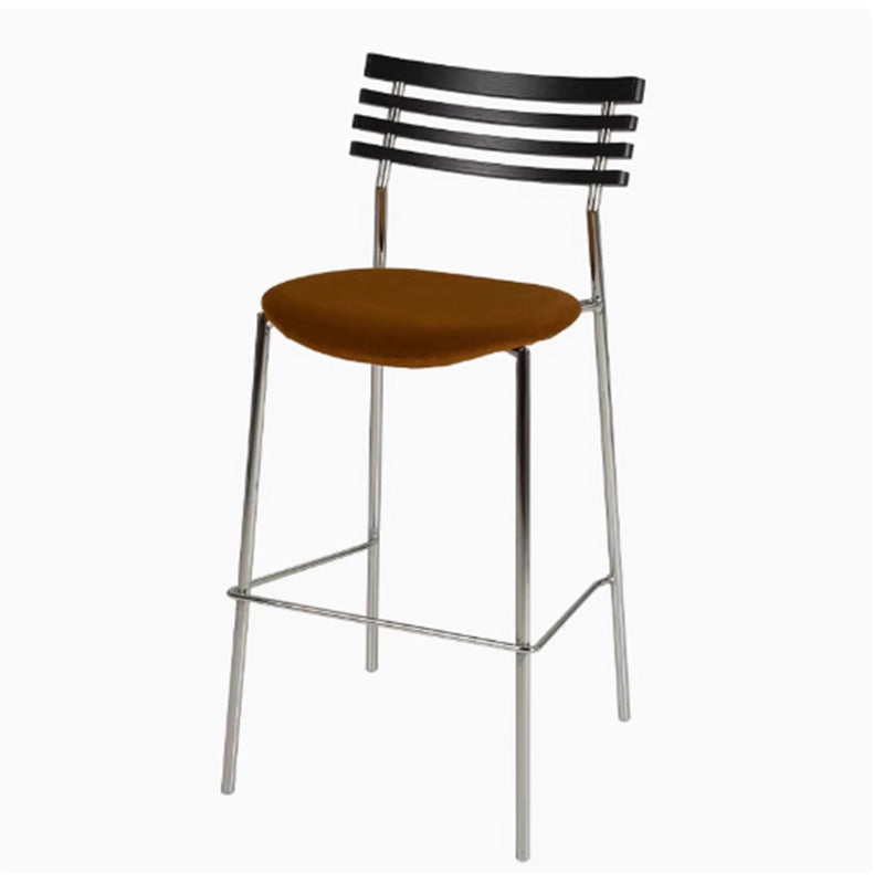 Modern Minimalist Rectangular Bar Stool – Solid Wood Multi-layer Board Seat with Natural Grain, Eco-Friendly Materials, Sturdy Iron Frame, High Load Capacity & Wobble-Free Support For Kitchen & Dining Room