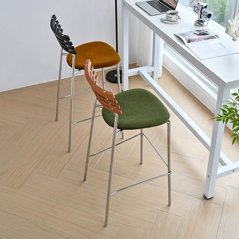 Modern Minimalist Rectangular Bar Stool – Solid Wood Multi-layer Board Seat with Natural Grain, Eco-Friendly Materials, Sturdy Iron Frame, High Load Capacity & Wobble-Free Support For Kitchen & Dining Room